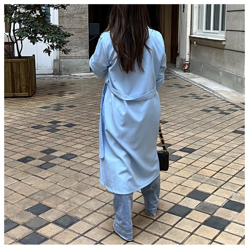 #51 Made in France Fabulous Spring Belted Trench Coat jacket - Picture 6 of 6